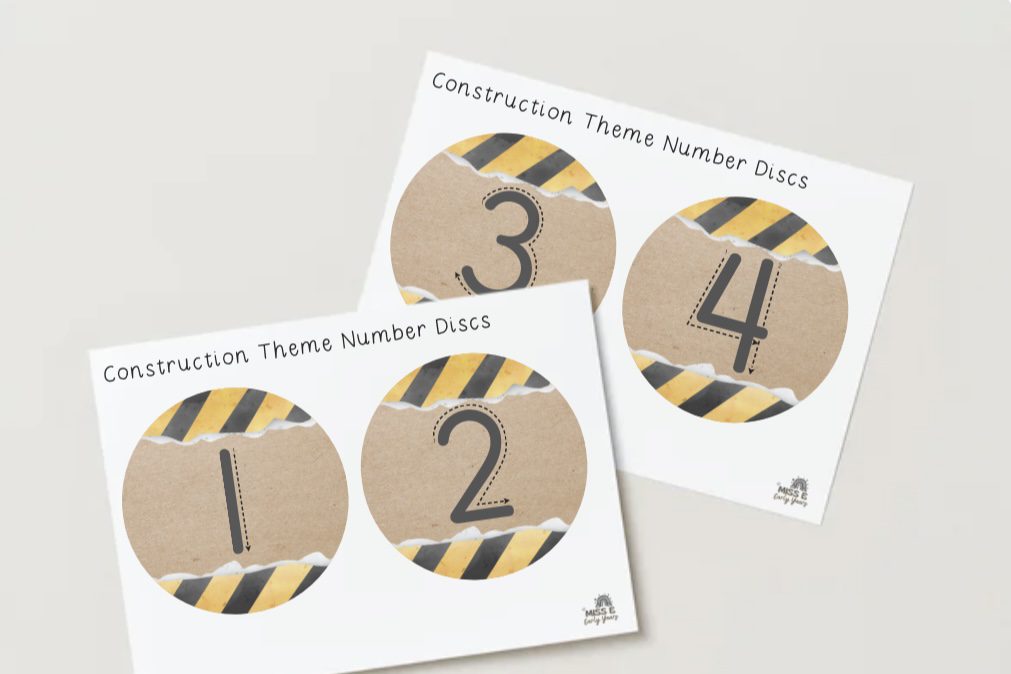Construction Theme Numbers Construction Theme Number Discs - Miss E's Early Years