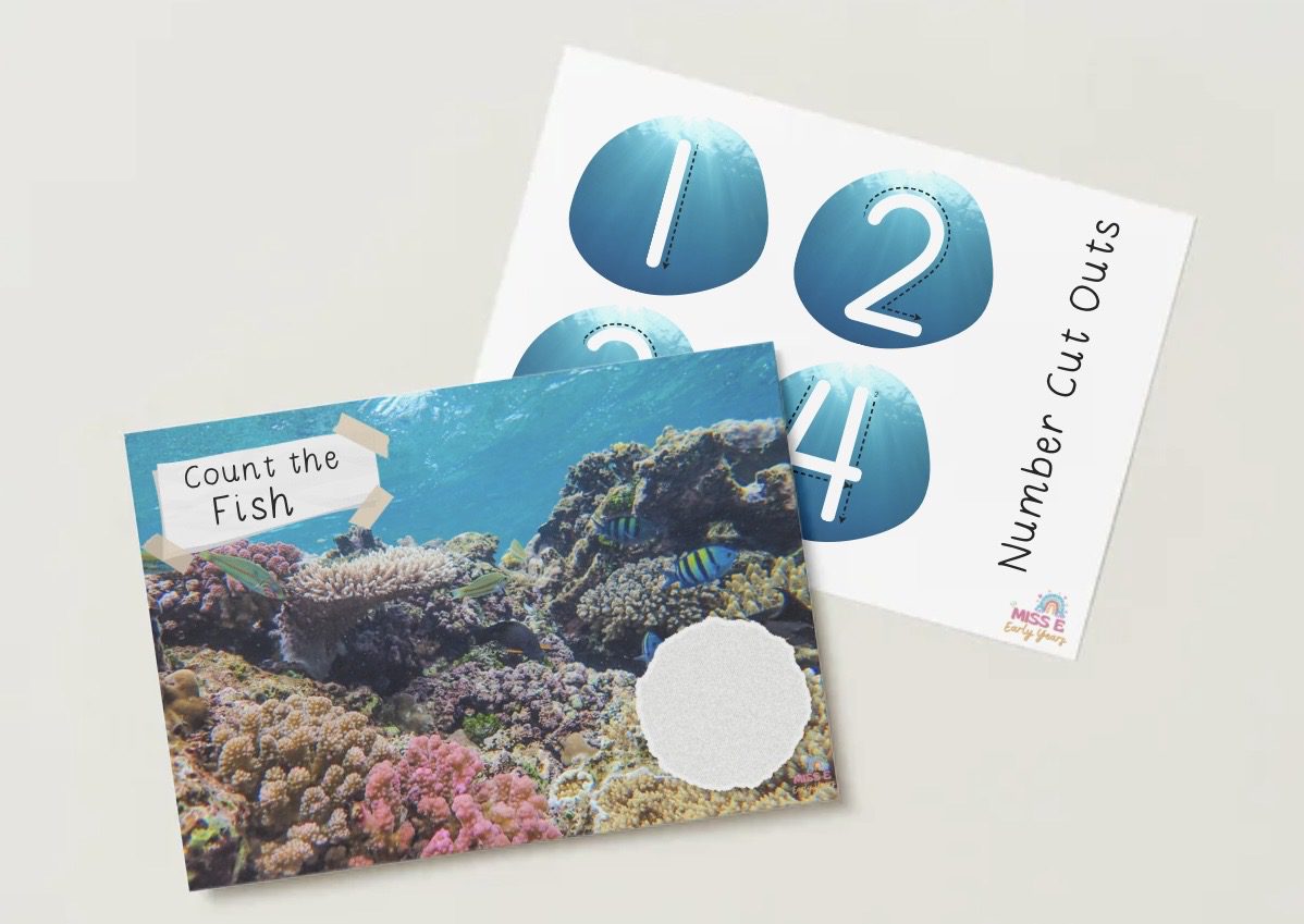 Fish Display Numbers Count the Fish - Number Mat - Miss E's Early Years